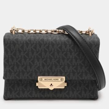 Pre Owned Michael Kors Dark Grey Coated Canvas Cece Shoulder Bags
