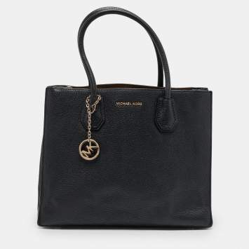 Pre Owned Michael Kors Black Leather Large Mercer Tote