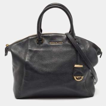 Pre Owned Michael Kors Black Leather Large Riley Satchel