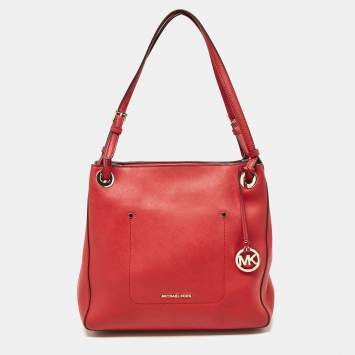 Pre Owned Michael Kors Red Leather Medium Walsh Tote