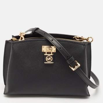 Pre Owned Michael Kors Black Leather Ruby Crossbody Bag