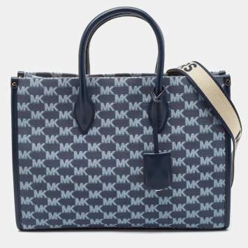 Pre Owned Michael Kors Blue Signature Denim Medium Mirella Tote