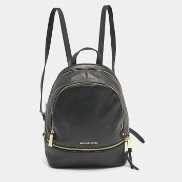 Michael Kors Black Leather Small Rhea Backpack