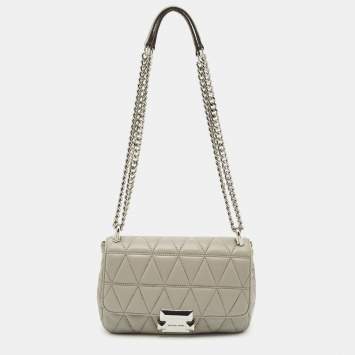 Pre Owned Michael Kors Grey Leather Small Sloan Crossbody Bag