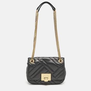 Michael Kors Black Quilted Leather Small Vivianne Flap Shoulder Bag