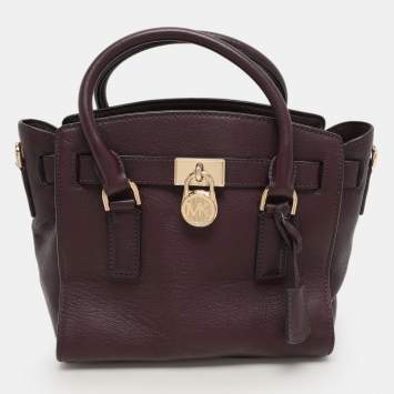 Pre Owned Michael Kors Purple Leather Hamilton Satchel