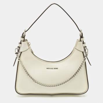 Pre Owned Michael Kors White Leather Wilma Shoulder Bag