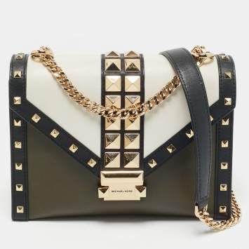 Pre Owned Michael Kors Tricolor Leather Large Studded Whitney Shoulder Bag