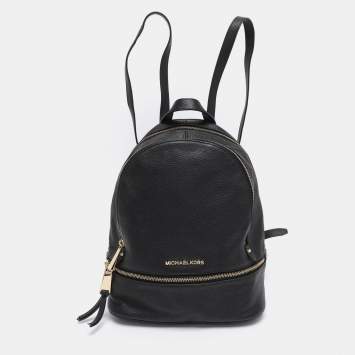 Pre Owned Michael Kors Black Leather Small Rhea Backpack