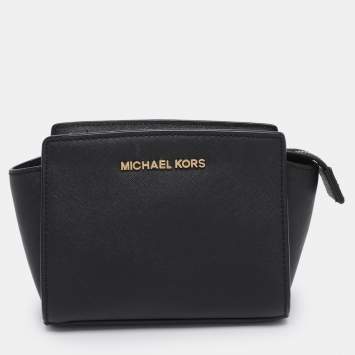 Pre Owned Michael Kors Black Leather Mini Selma Crossbody Bag
