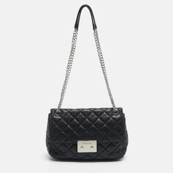 Pre Owned Micheal Kors Black Quilted Leather Large Sloan Shoulder Bag