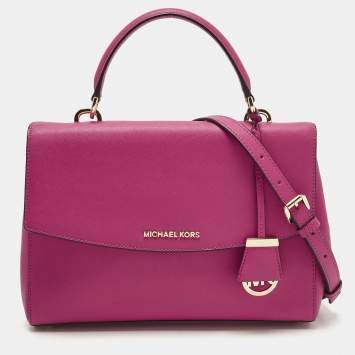 Pre Owned Michael Kors Pink Leather Medium Ava Top Handle Bag