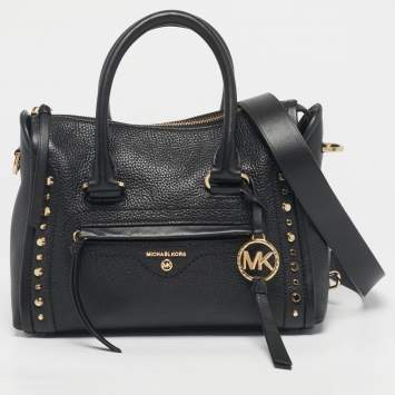 Pre Owned Michael Kors Black Leather Small Carine Satchel