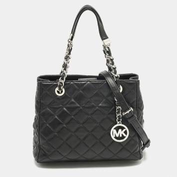 Pre Owned Michael Kors Black Quilted Leather Susannah Tote