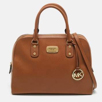 Pre Owned Michael Kors Brown Leather Large Sandrine Satchel