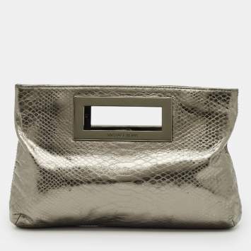 Pre Owned Michael Kors Metallic Python Embossed Leather Berkley Clutch