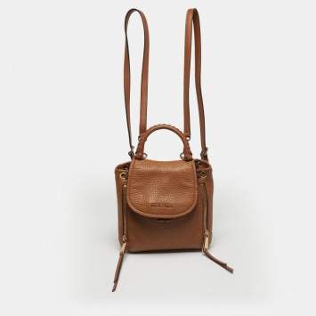Pre Owned Michael Kors Brown Leather Extra Small Viv Backpack