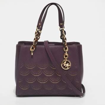 مملوكة مسبقًا حقيبة يد توتس مايكل كورس صوفيا جلد بقص ليزري بنفسجي شمال جنوب