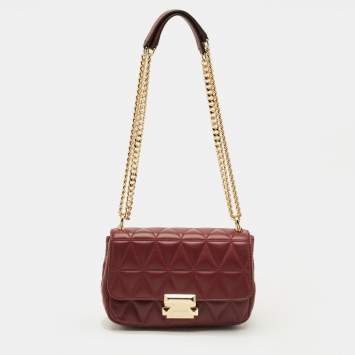 Pre Owned Michael Kors Burgundy Quilted Leather Small Sloan Shoulder Bag