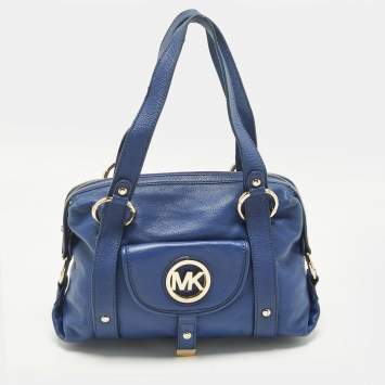 Pre Owned Michael Kors Fulton Blue Leather Satchel