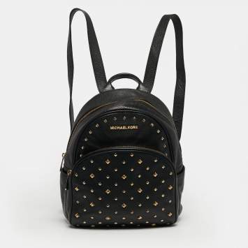Pre Owned Michael Kors Studded Abbey Black Leather Backpack