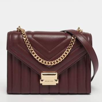مملوكة مسبقًا Michael Kors Whitney Medium Burgundy Quilted Leather Flap Shoulder Bag