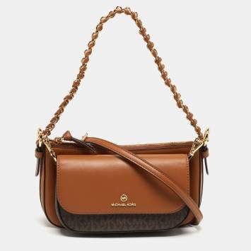 مملوكة مسبقًا Michael Kors 4-in-1 Medium Brown Signature Coated Canvas and Leather Crossbody Bag