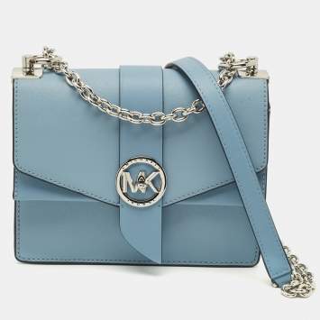 مملوكة مسبقًا Michael Kors Greenwich Small Light Blue Leather Crossbody Bag