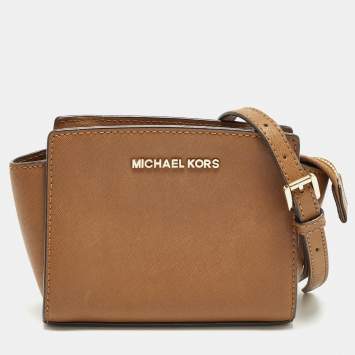 مملوكة مسبقًا Michael Kors Selma Mini Brown Saffiano Leather Crossbody Bag