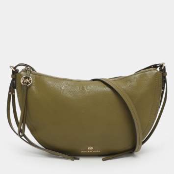 Pre Owned Michael Kors Camden Green Leather Shoulder Bag