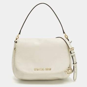 Pre Owned حقيبة كتف مايكل كورس بيدفورد جلد أبيض عاجي