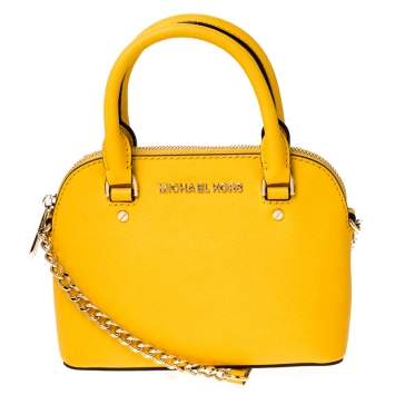 Pre Owned  Michael Kors Yellow Leather Mini Emmy Cindy Crossbody Bag  