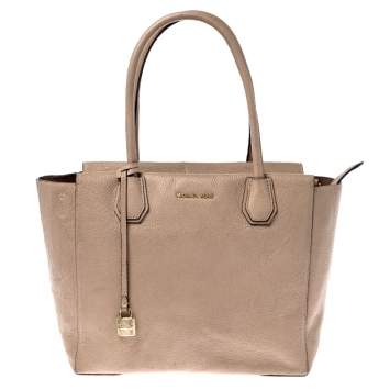 Pre Owned Michael Kors Beige Pebbled Leather Large Mercer Tote