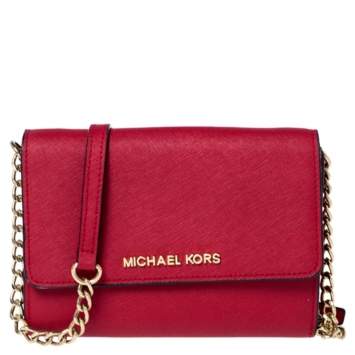 Pre Owned Michael Kors Red Leather Mini Crossbody Bag