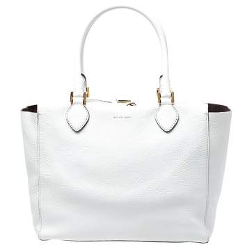 Pre Owned Michael Kors White Soft Leather Large Miranda Tote