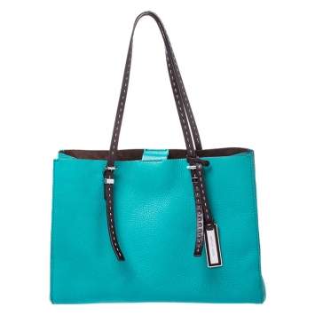 Pre Owned Michael Kors Green Leather Ultra Stitch Handle Tote