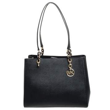 Pre Owned Michael Kors Black Leather Sofia Tote