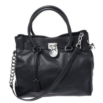 Pre Owned MICHAEL Michael Kors Black Leather Hamilton Tote