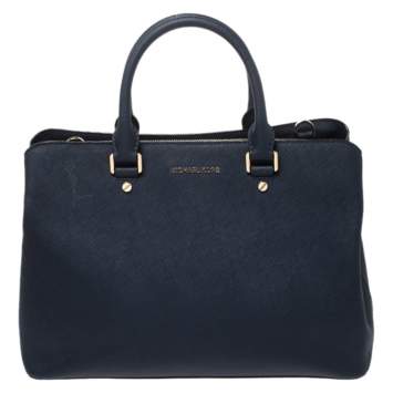 Pre Owned MICHAEL Michael Kors Blue Leather Savannah Satchel