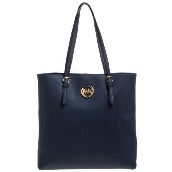 Pre Owned MICHAEL Michael Kors Blue Leather Jet Set Tote