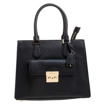 Pre Owned MICHAEL Michael Kors Black Leather Bridgette Tote