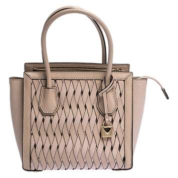 Pre Owned Michael Kors Pink Woven Leather Mercer Studio Tote