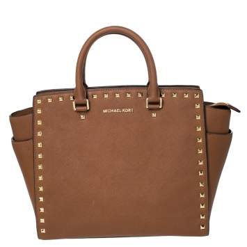 Pre Owned MICHAEL Michael Kors Tan Leather Large Selma Tote