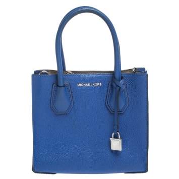 Pre Owned Michael Kors Royal Blue Leather Mini Mercer Tote