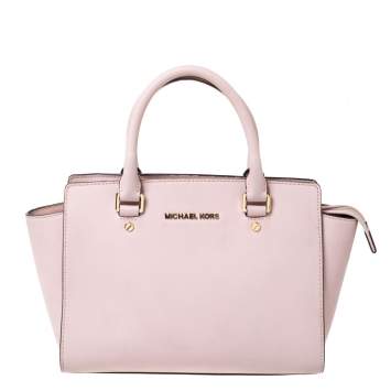 Pre Owned Michael Michael Kors Blossom Pink Leather Medium Selma Satchel