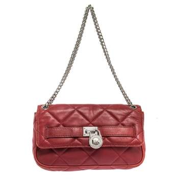 Pre Owned Michael Michael Kors Red Leather Shoulder Bag
