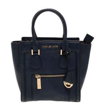 Pre Owned Michael Kors Blue Leather Colette Tote
