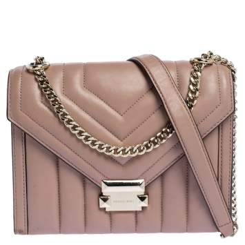 Pre Owned Michael Kors Nude Pink Quilted Leather Whitney Shoulder Bag