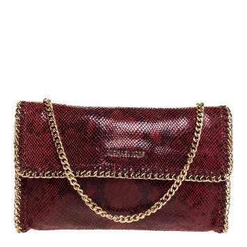 Pre Owned Michael Kors Red Snakeskin Effect Leather Chain Shoulder Bag