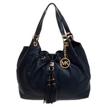 Pre Owned Michael Kors Blue Leather Large Camden Drawstring Shoulder Bag
